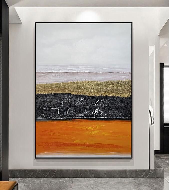 玄关抽象画肌理手绘