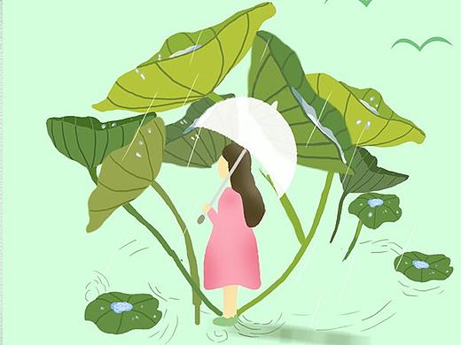 绿色可爱谷雨节气海报