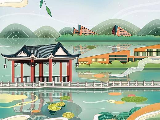 文创插画 东莞地标插画 旅游景点 文旅插画设计