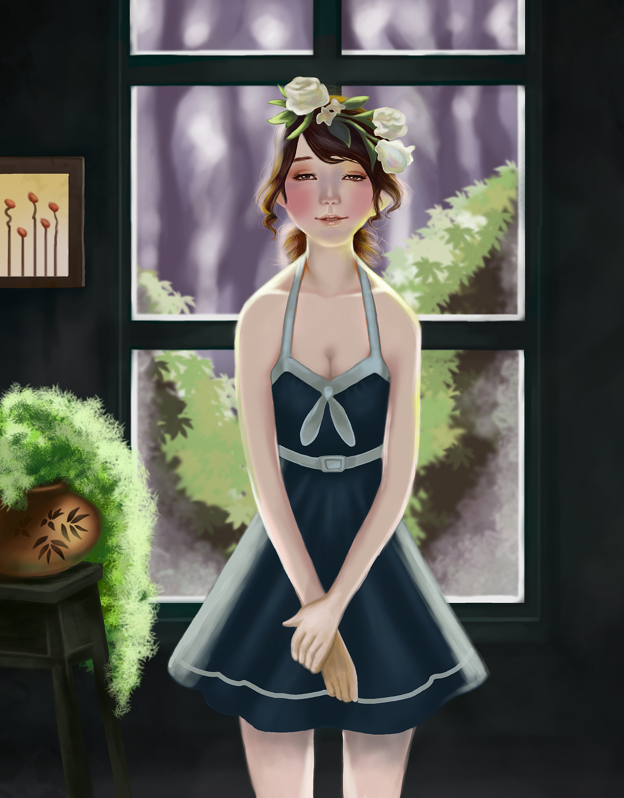 屋子里的小美女（图ZOTAxMTc2MzY=） - 游戏原画 - 站酷设计师malody原创素材 - 站酷ZCOOL