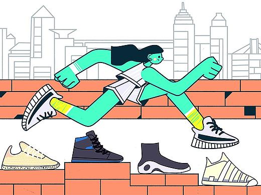 一组平面风格的插画