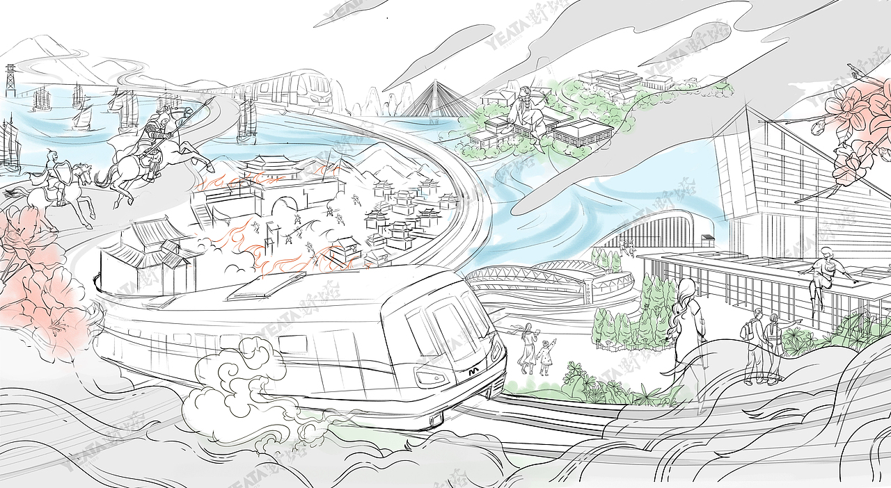 武汉地铁 X 野塔YEATA｜ 16号线&5号线地铁宣传插画（图ZMjg2NDM3MzQw） - 商业插画 - 站酷设计师YEATA野塔原创素材 - 站酷ZCOOL