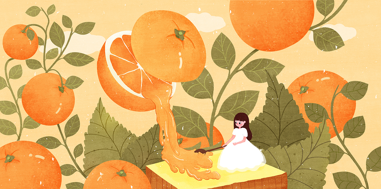 鲜橙鲜橙（图ZMjU3MDIxODA4） - 商业插画 - 站酷设计师阿茶98原创素材 - 站酷ZCOOL