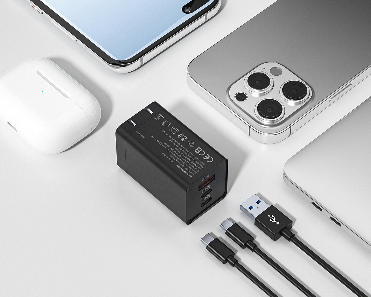 C4D产品渲染 | GaN氮化镓充电器-工作输出