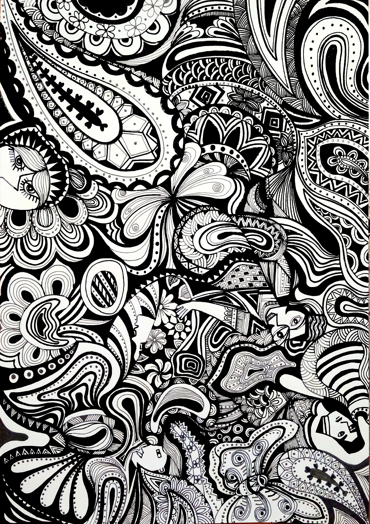 黑白彩色装饰画