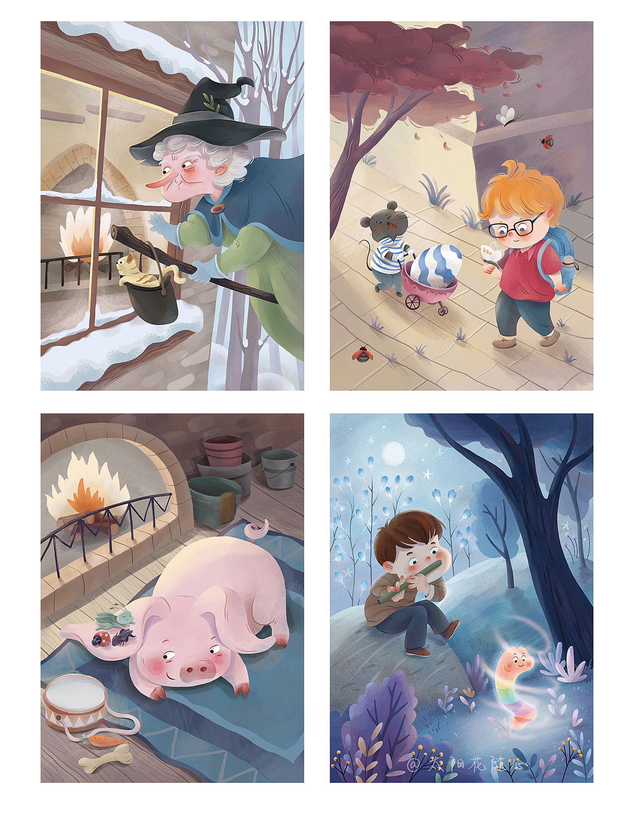 童书《女巫和老房子》板绘插图（图ZMjcyNzM1Mzcy） - 儿童插画 - 站酷设计师阿除ACHU原创素材 - 站酷ZCOOL