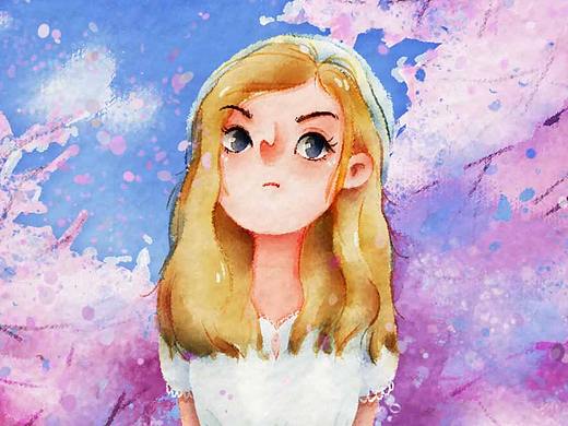 樱の少女 儿童插画 水彩插画