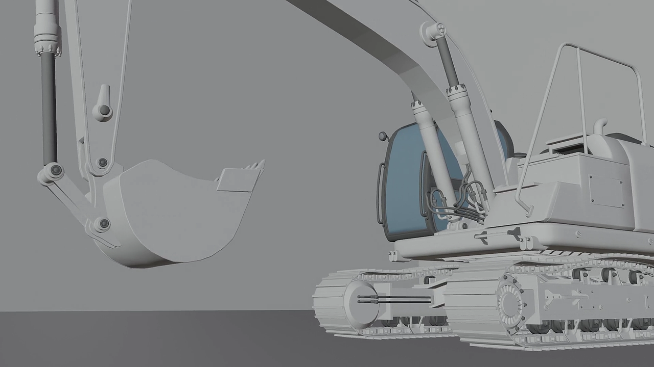 Blender挖掘机绑定Layout动画展示