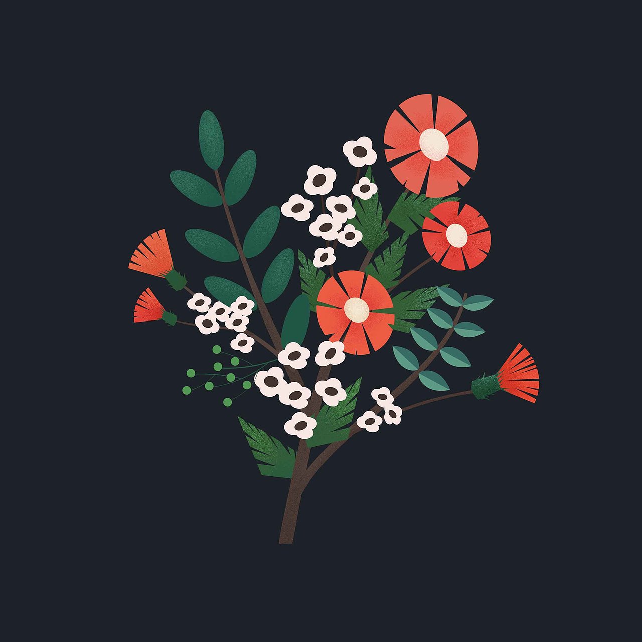 【原创插画】几何风植物花草系列