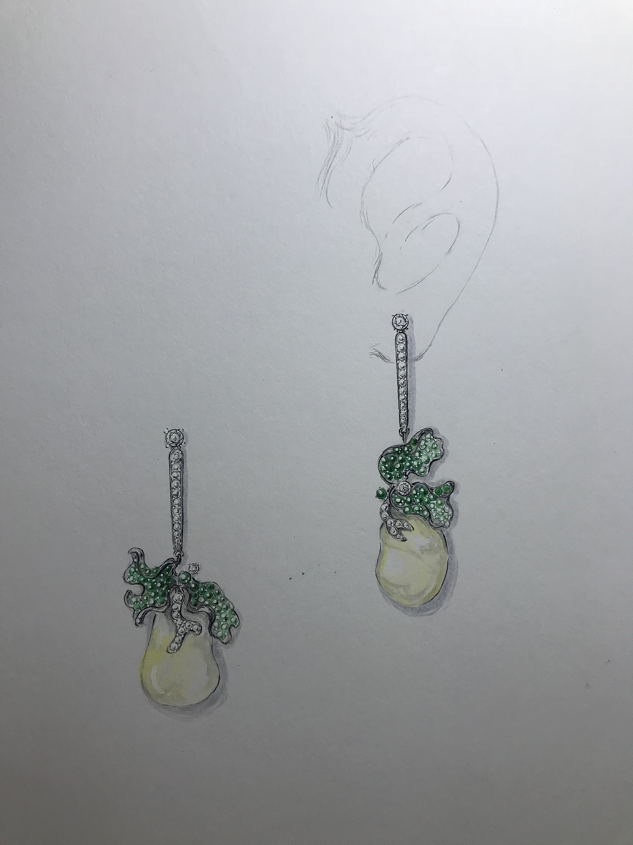 巴洛克珍珠耳坠手绘练习