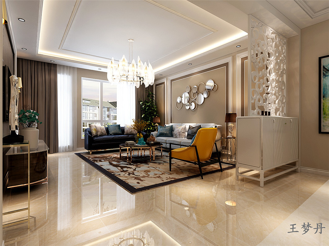 盘锦楚航装饰旺学府110平简欧风格装修效果图