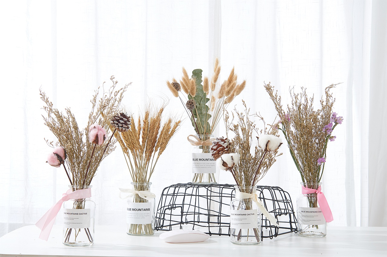 ins网红拍照摆件玻璃瓶干花 道具 北欧风 麦穗干花