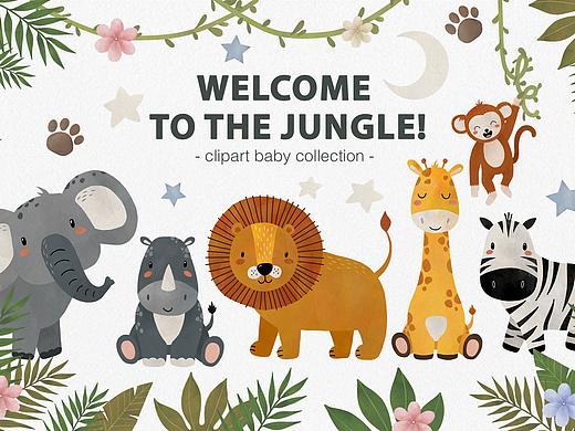 Safari animal illustrations. Baby goods design.