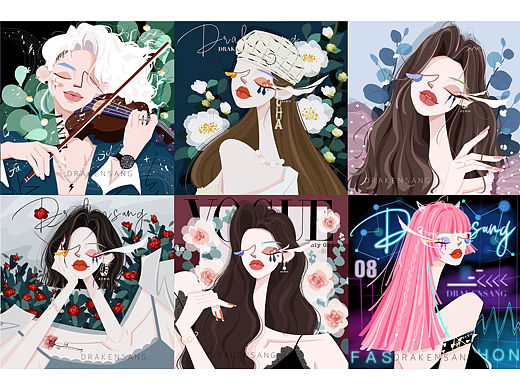 扁平抽象插画风头像三