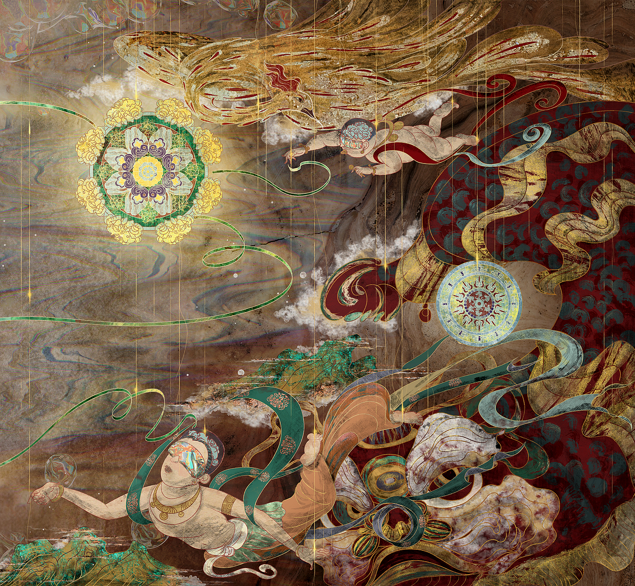 极乐园 · 国潮正当时—哈弗&敦煌博物馆设计大赛（图ZMjg3NTkwMzI0） - 图案 - 站酷设计师古鸣原创素材 - 站酷ZCOOL