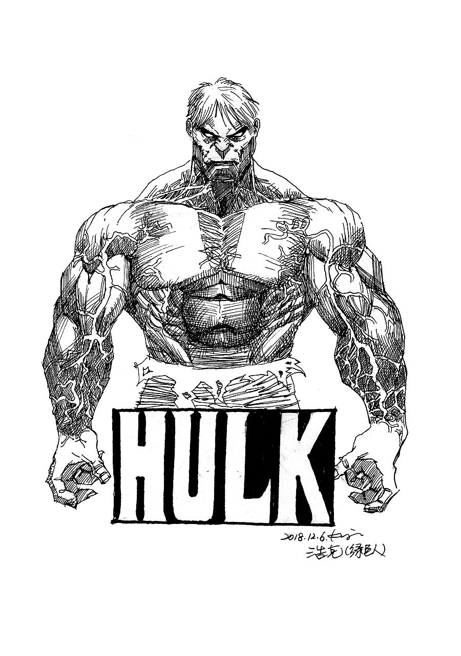 浩克海报 手绘步骤图