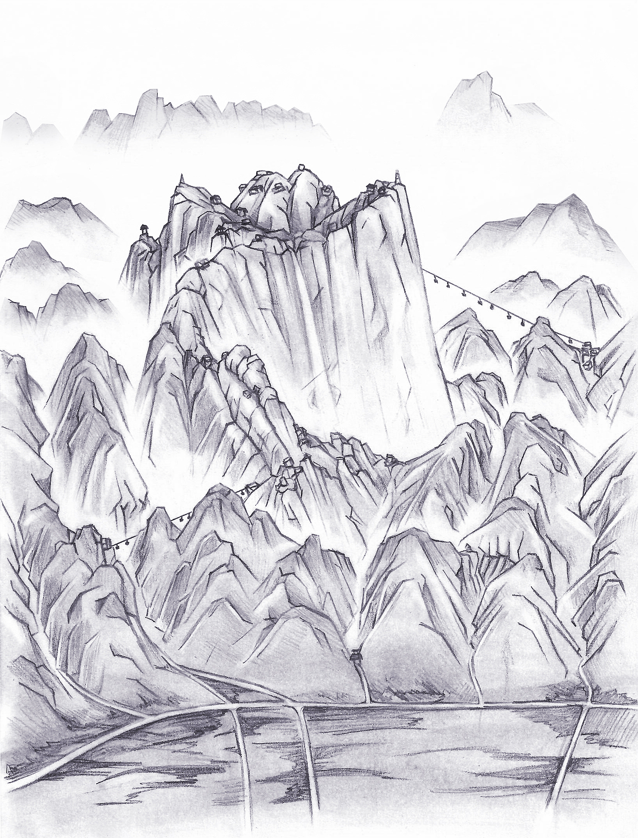 举报6分享原创作品插画创作习作华山地图国画华山攻略华山