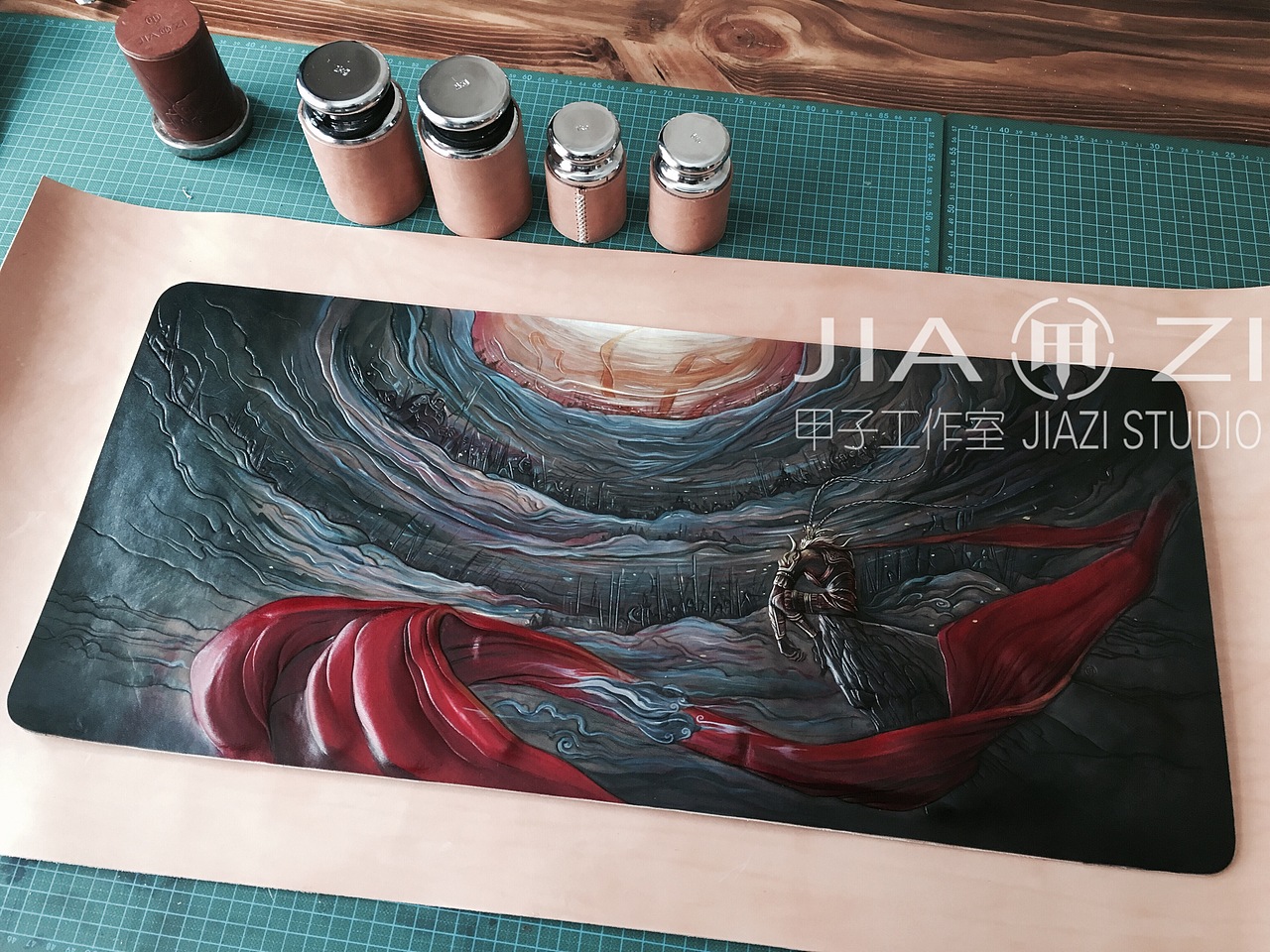 甲子工作室  大圣归来  皮雕皮艺装饰画 