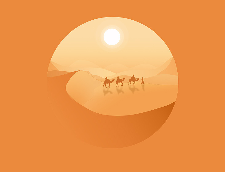 森林 沙漠 扁平插画