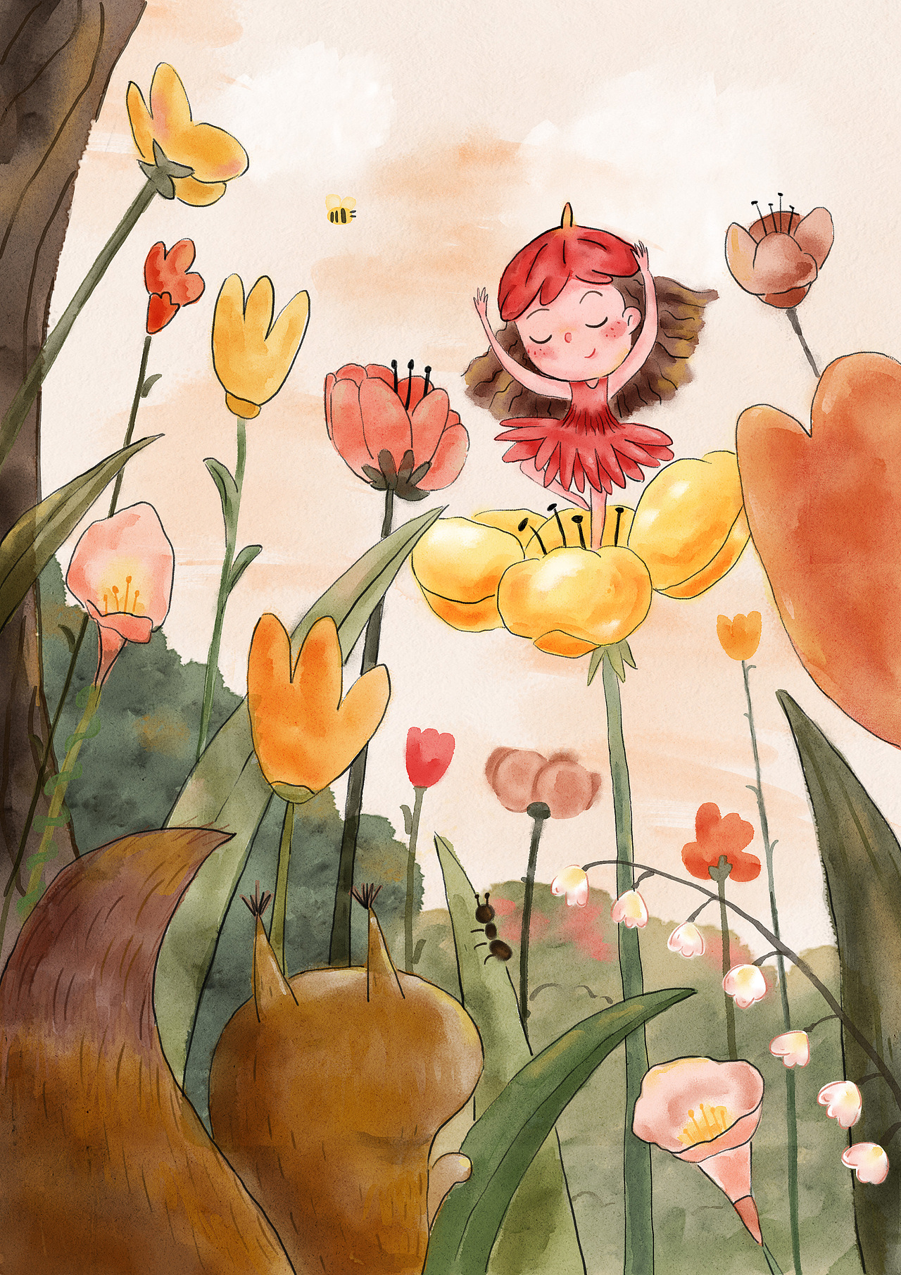 仰望花丛|插画|儿童插画|丝小画_原创作品-站酷zcool