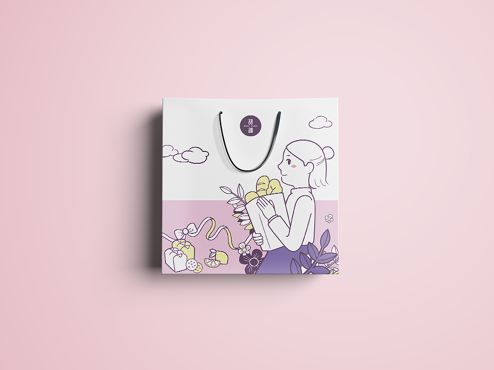 甜品烘焙工作室雪花酥外包装插画