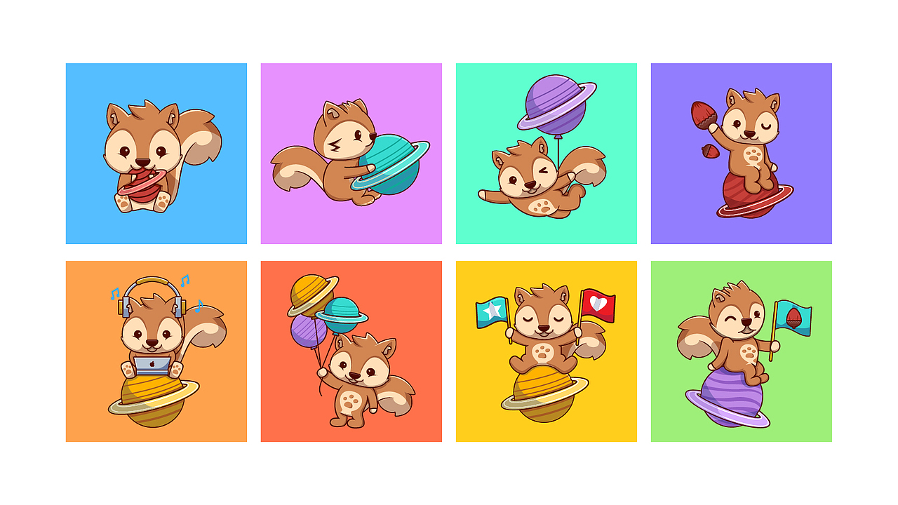 松鼠星球ip插图（图ZMjQwMDE5MzU2） - IP形象 - 站酷设计师六六鱼原创素材 - 站酷ZCOOL