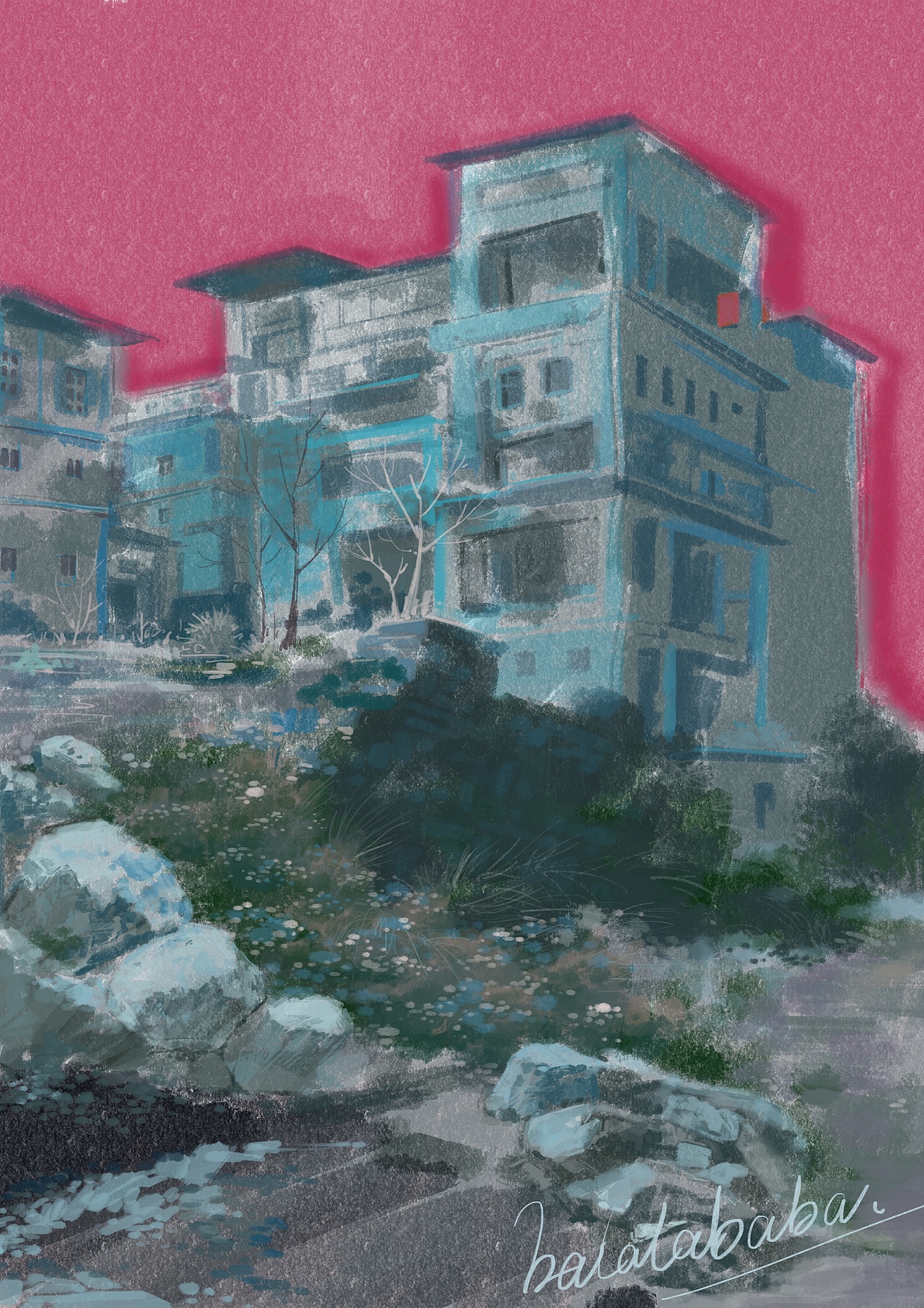 速涂｜废墟（图ZMjg5ODU5ODY0） - 绘画 - 站酷设计师拔辣辣巴巴原创素材 - 站酷ZCOOL