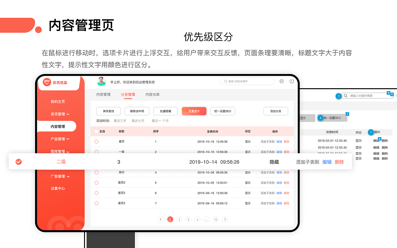 彩衣优品后台管理界面（图ZMjgyNzk2NTE2） - 电商 - 站酷设计师中文学英文原创素材 - 站酷ZCOOL