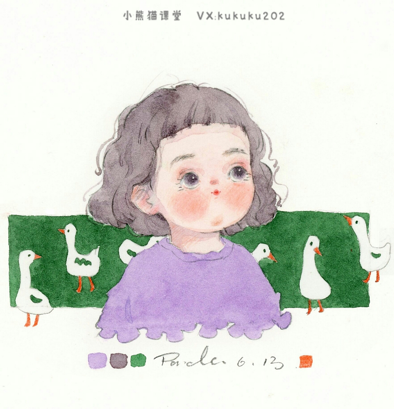 手绘水彩萌娃人物插画卡通插画水彩教程可爱头像壁纸（图ZMTY0Mzk3NTQw） - 创作习作 - 站酷设计师熊猫胖哒原创素材 - 站酷ZCOOL