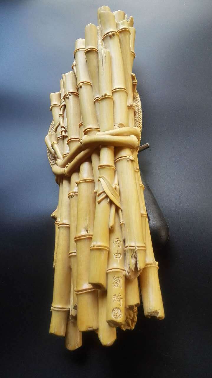 黄杨木雕捆竹摆件
