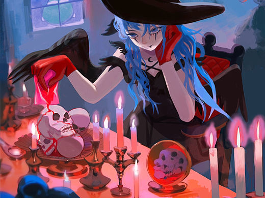 插画-万圣古堡魔女晚宴
