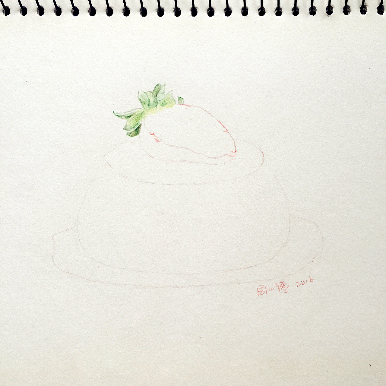 周小馋 彩铅 草莓焦糖布丁