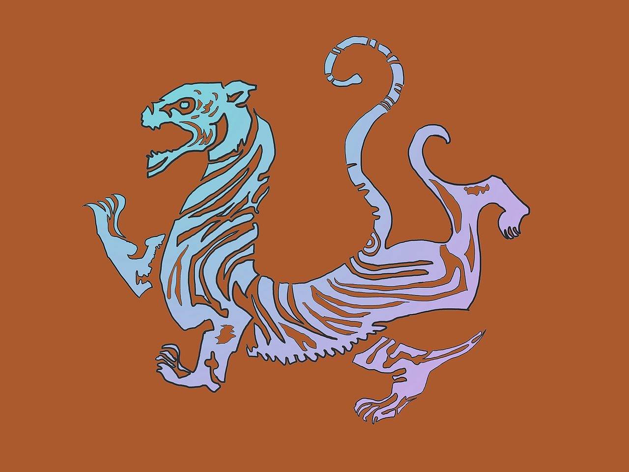 王者之势 龙腾虎跃# 龙虎相承|平面|图案|是阿涛