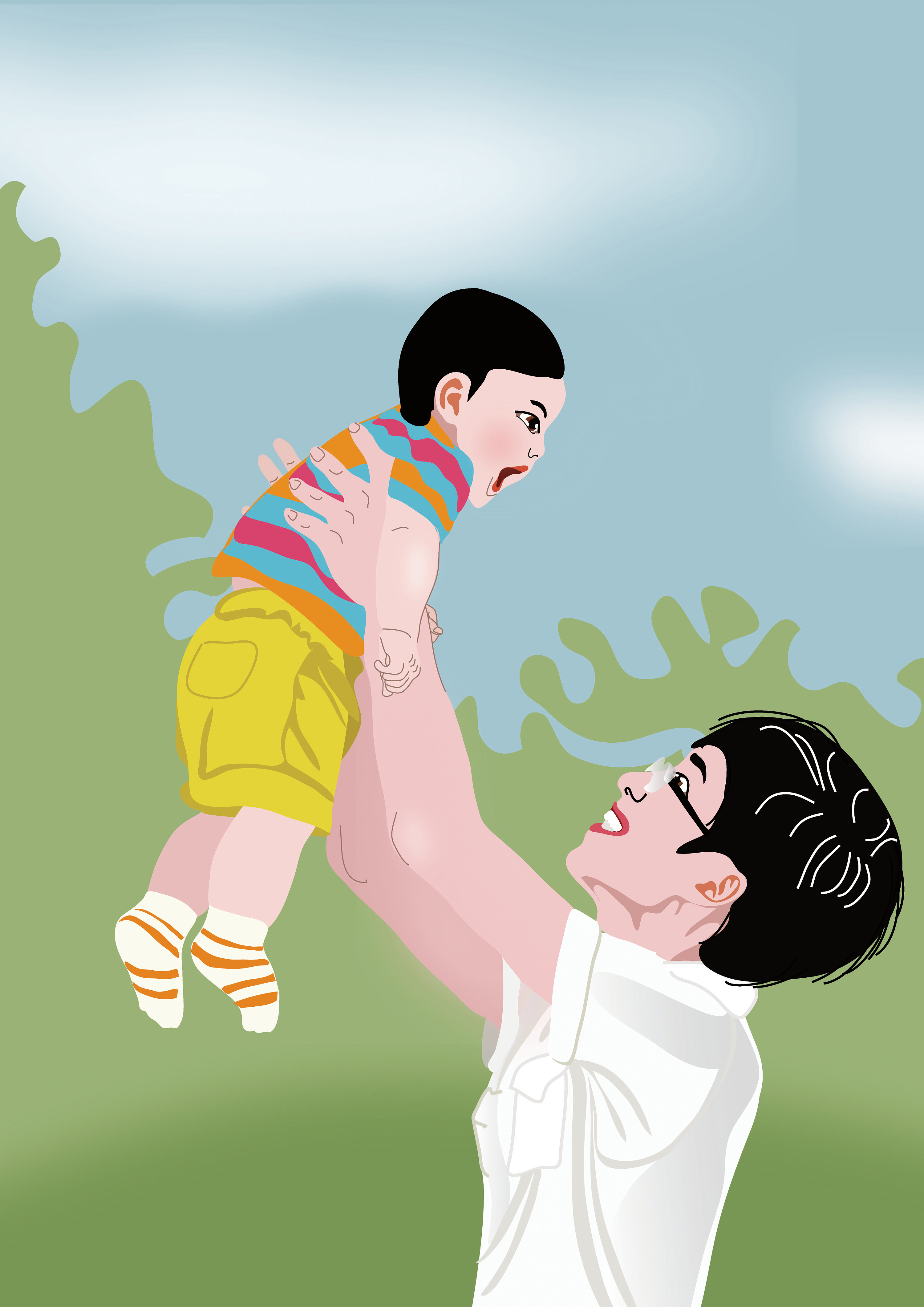 《全家福》系列手绘设计-爸爸与我篇|插画|插画习作|安小沙 - 原创