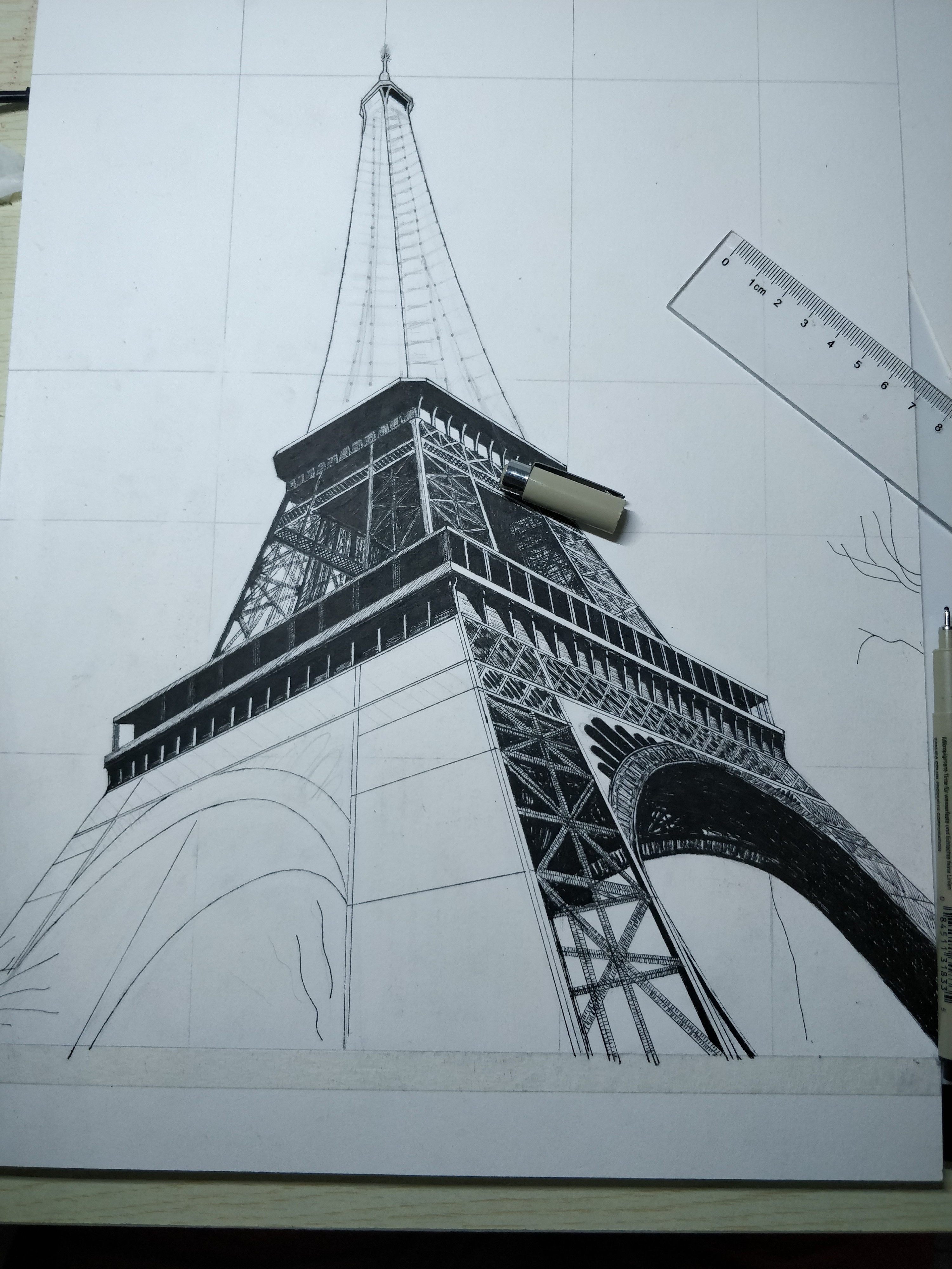 埃菲尔铁塔素描手绘图片