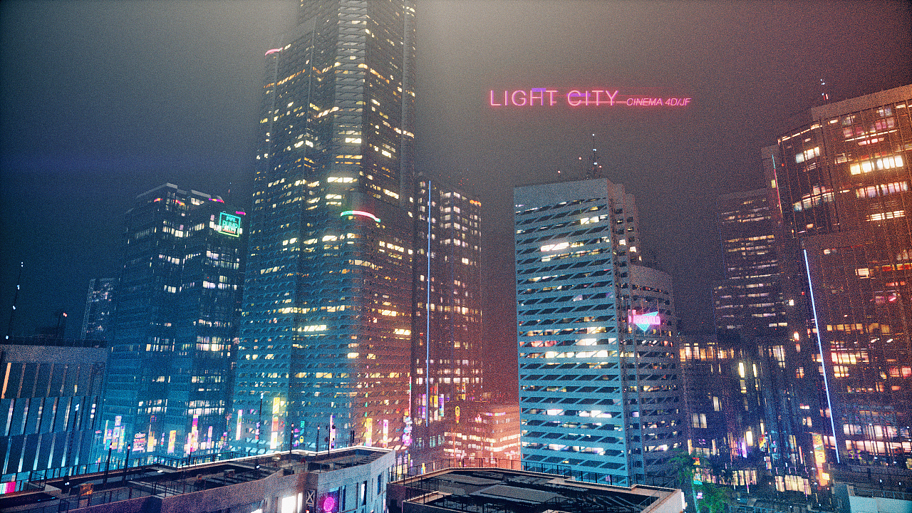 原创C4D赛博霓虹城市夜景系列