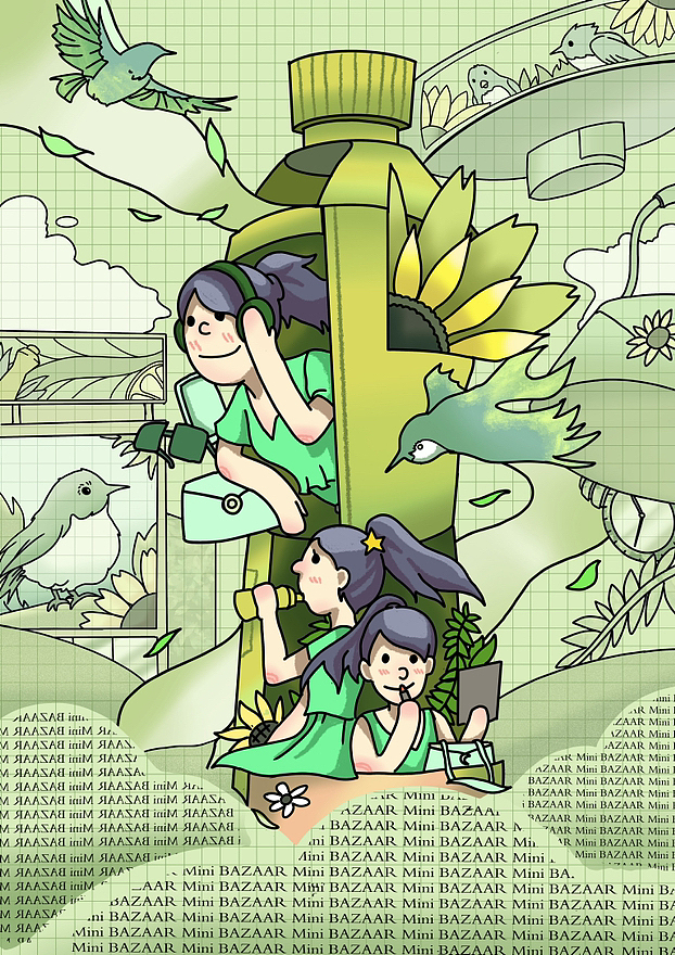 MinibazzrX纤茶系列插画宣传海报