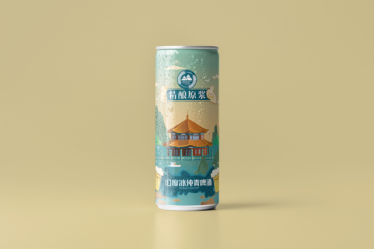 青岛啤酒插画包装