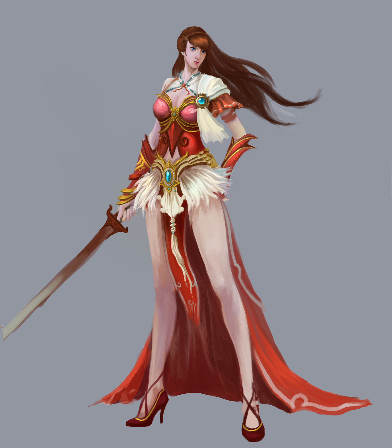 平时练习的一个原画人设,难得画女的,画成了一个剑客.