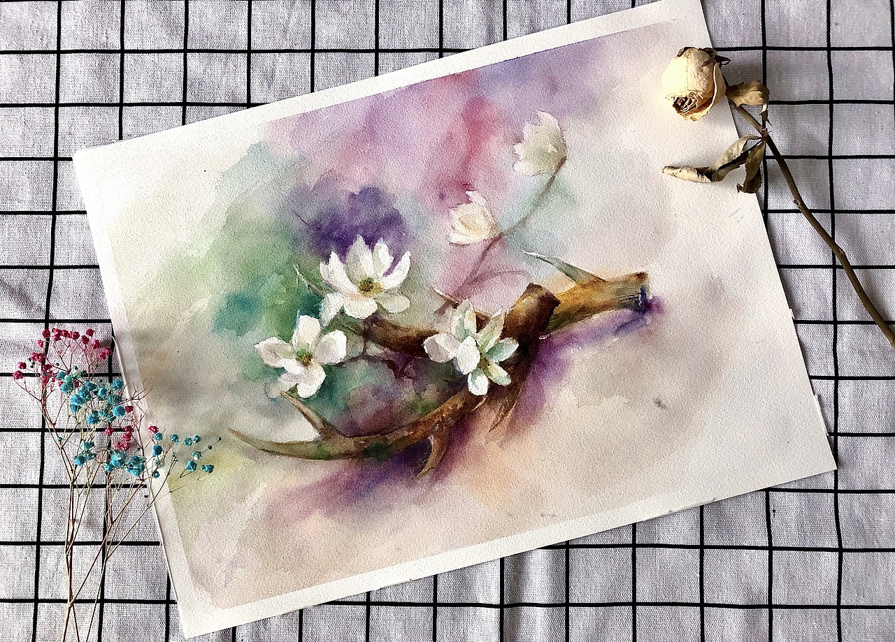 临摹永山女神水彩花卉作品（图ZMjEyMDkwODg0） - 绘画 - 站酷设计师深水喵喵原创素材 - 站酷ZCOOL