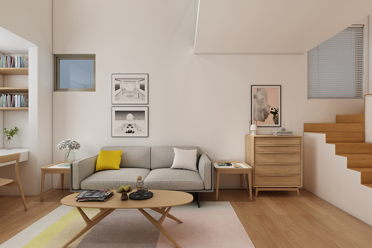 在有限的空间留白,是设计强调的重点。所以客厅只选用了双人位沙发及小体量的茶几,给予了空间更多可能性。