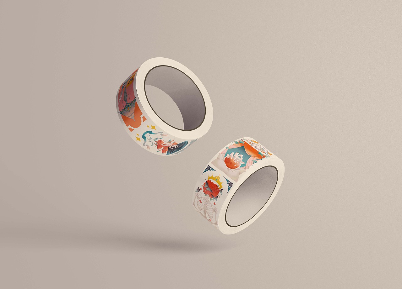 哥特风纸胶带插画