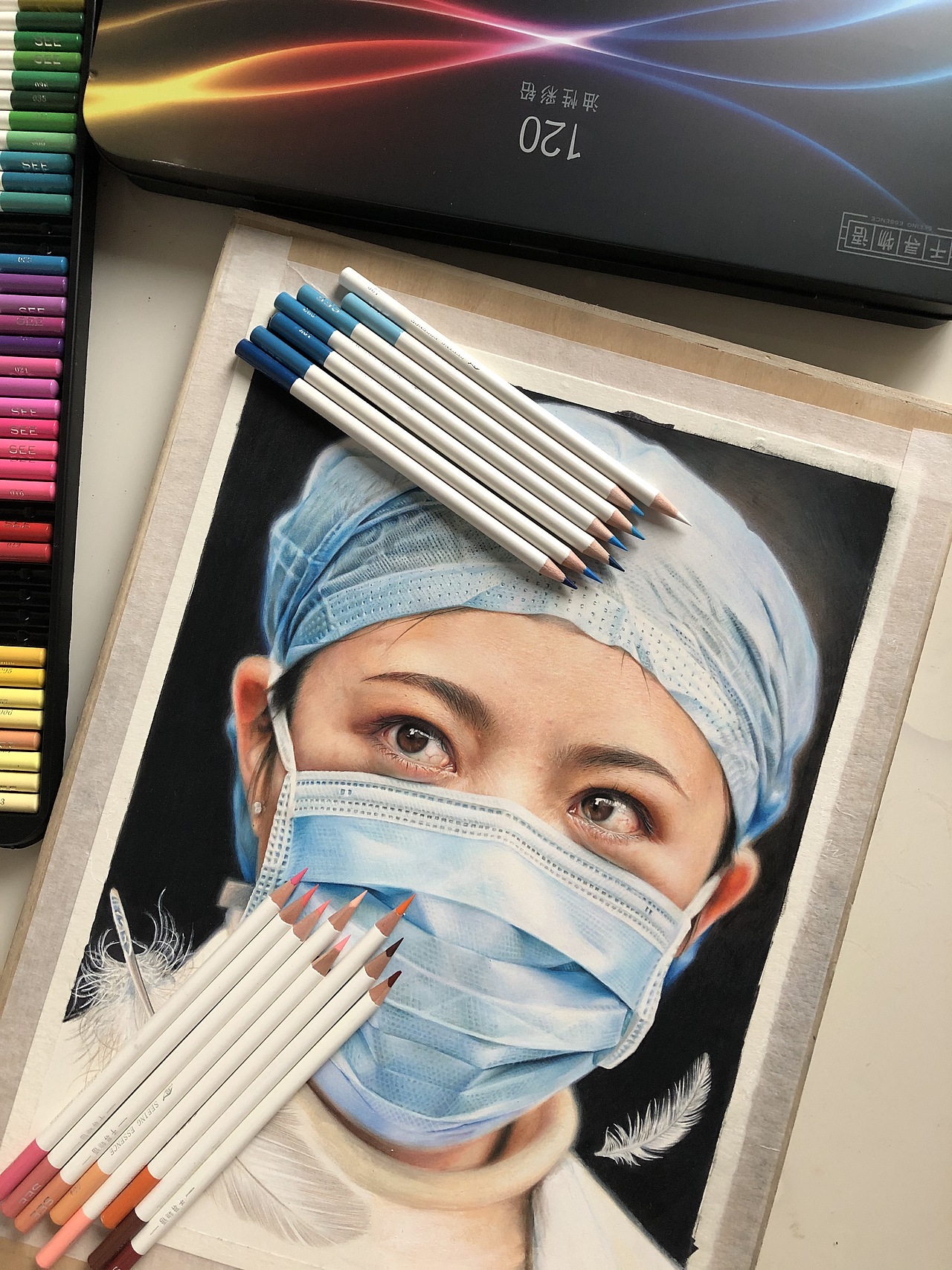 彩铅百人同绘作品《天使》