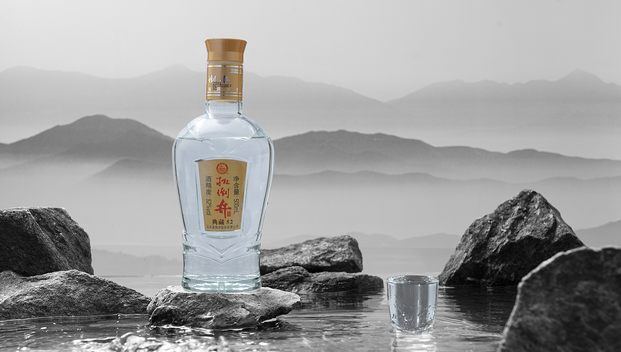 白酒产品山水场景搭建和拍摄