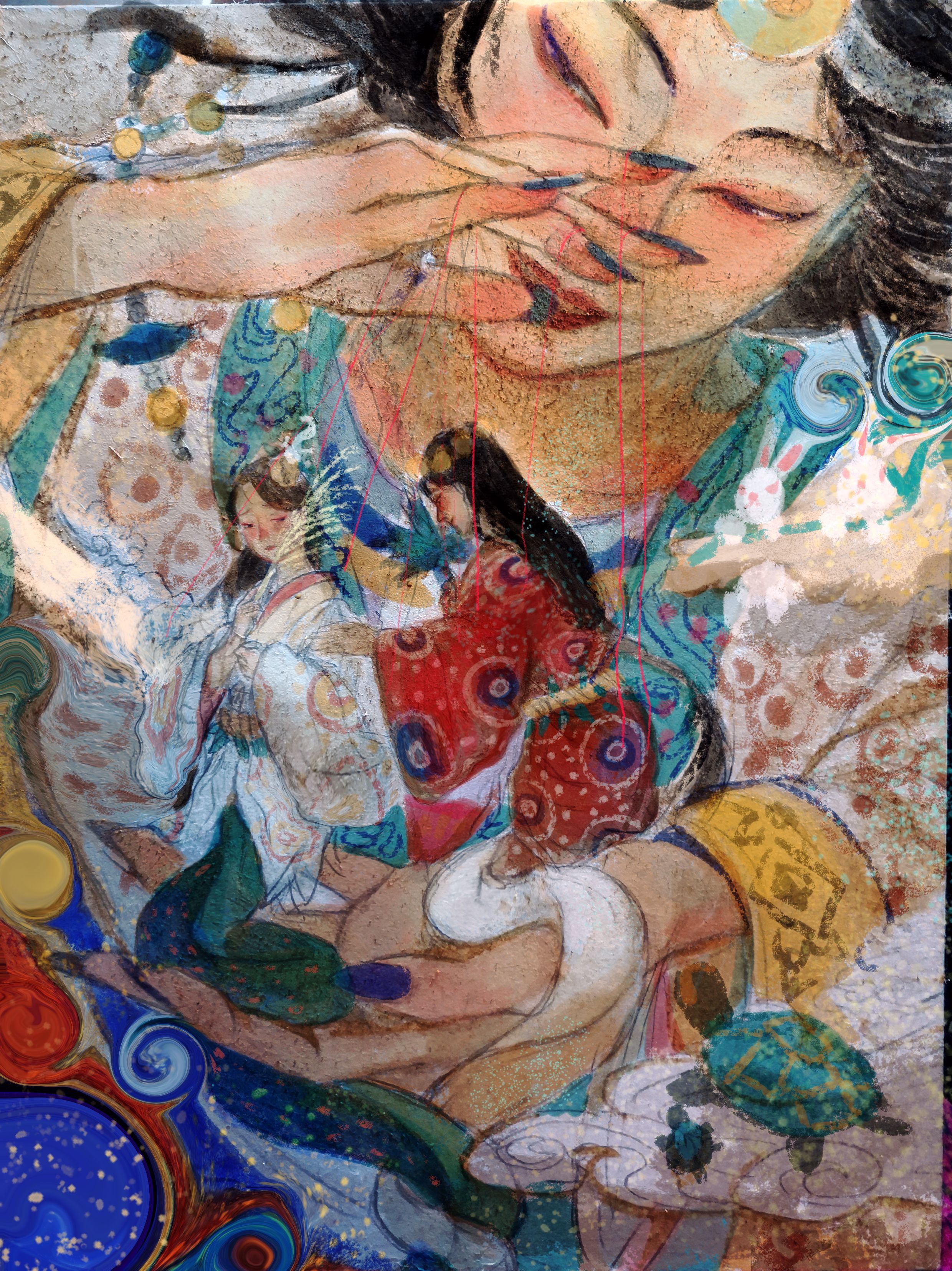 《高禖神》——岩彩创作/过程记录