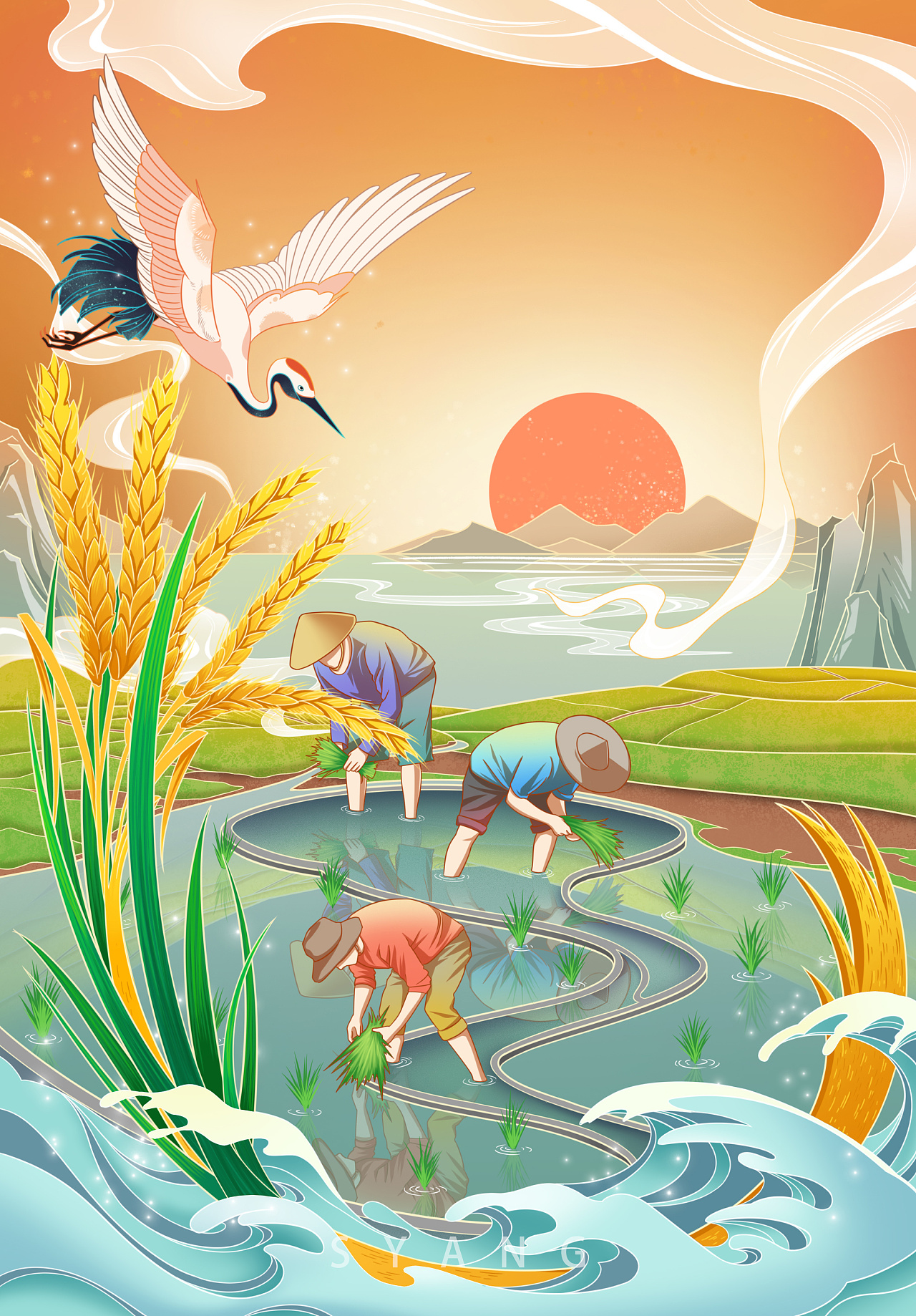 【国潮】大米包装插画|插画|商业插画|画画的羔羊 - 原创作品 - 站酷