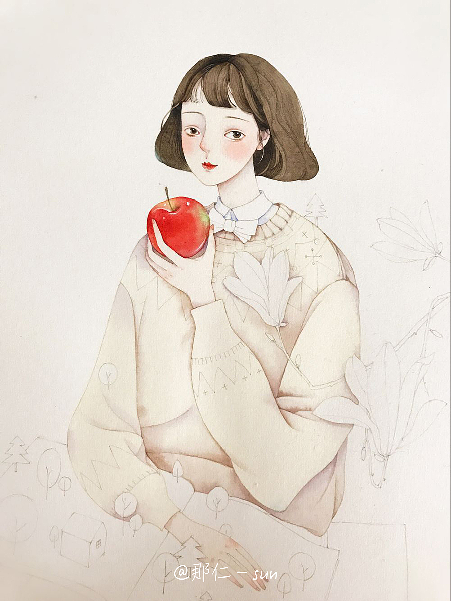 听一首老歌，与那仁一起画画吧。（图ZNjc3NTAyMzI=） - 商业插画 - 站酷设计师那仁原创素材 - 站酷ZCOOL