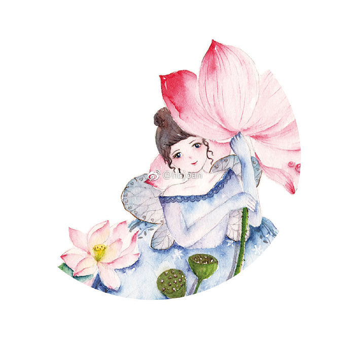 原创水彩鲜花美人（图ZMTI0NjQ3OTQ0） - 商业插画 - 站酷设计师hbjoan原创素材 - 站酷ZCOOL