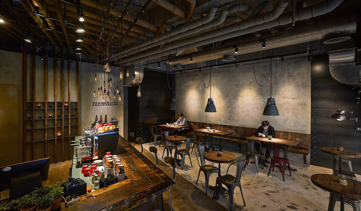 郑州工业风咖啡厅装修公司-复古工业风咖啡厅设计图