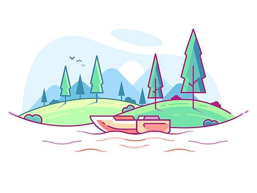 21天第九天描边风景插画